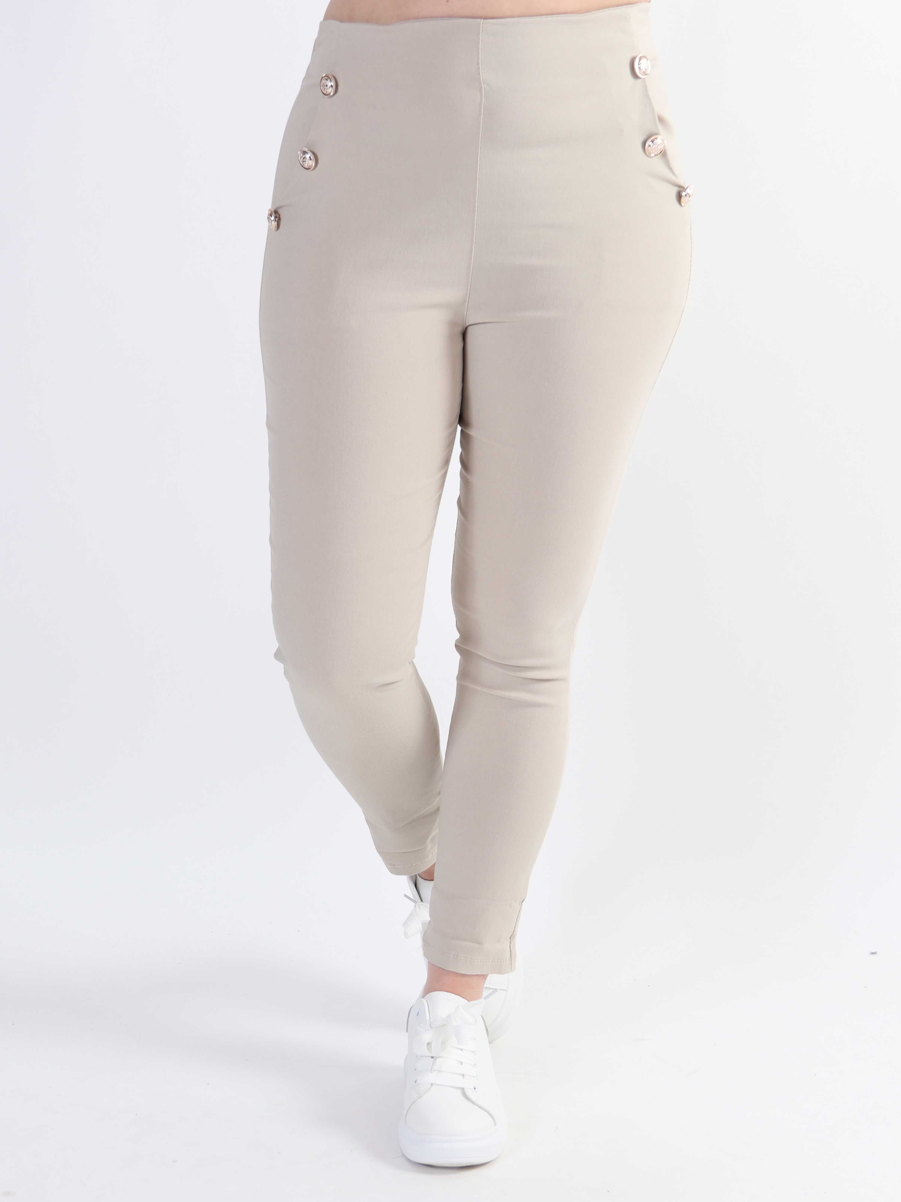 Emma - Leggings med elastikkant i livet og guld knapper